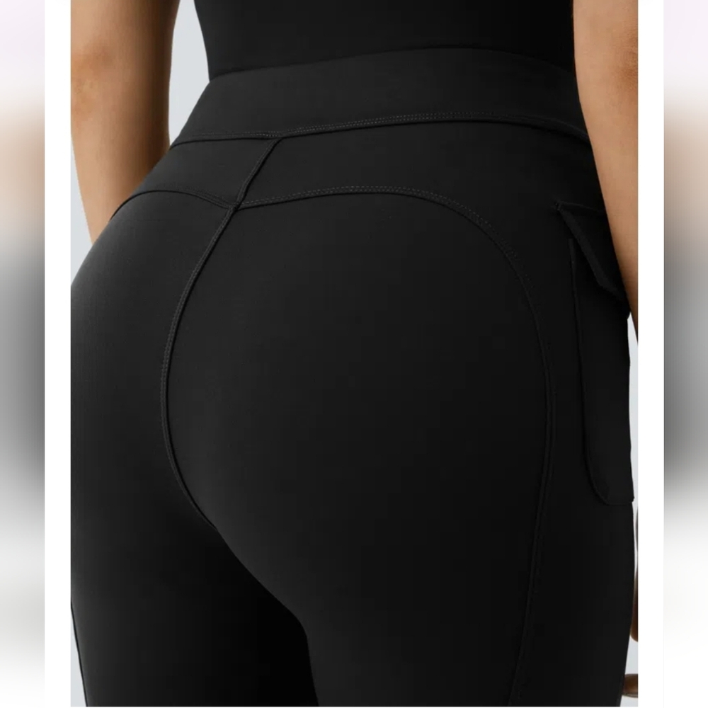 High-Waist Black Flare Pants with Front Seams - Picture 4 of 5